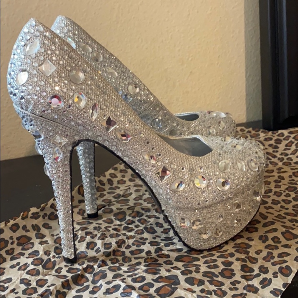 Rhinestone studded platform heels